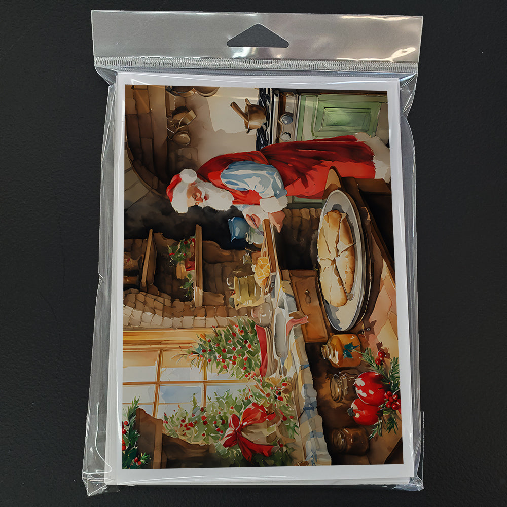 Cookies with Santa Claus Greeting Cards Pack of 8 Blank Cards with Envelopes Whimsical A7 Size 5x7