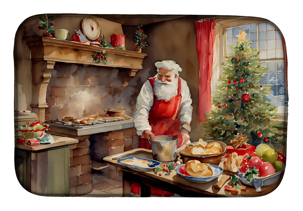 Cookies with Santa Claus Dish Drying Mat Absorbent Dish Drying Mat Pad for Kitchen Counter Dish Drainer Mat for Countertop, 14 x 21", Multicolor
