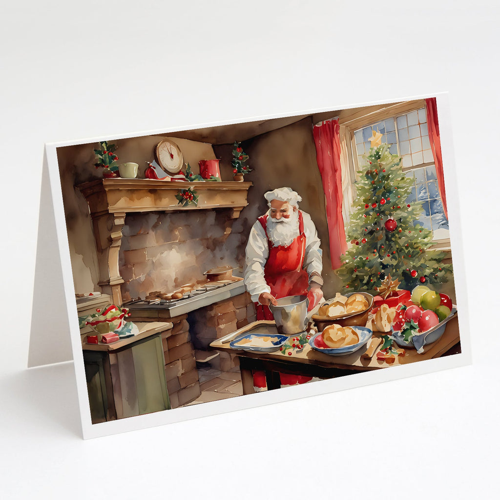Cookies with Santa Claus Greeting Cards Pack of 8 Blank Cards with Envelopes Whimsical A7 Size 5x7