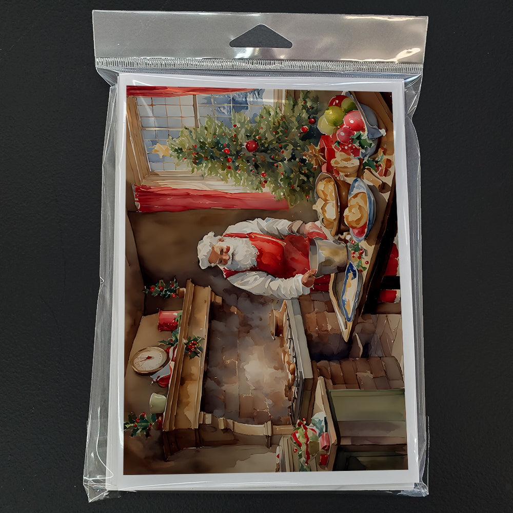 Cookies with Santa Claus Greeting Cards Pack of 8 Blank Cards with Envelopes Whimsical A7 Size 5x7