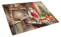 Cookies with Santa Claus Cutting Board Tempered Glass Kitchen Cutting Surface, Heat Resistant Chopping, Non-Slip Feet, Food Prep & Serving