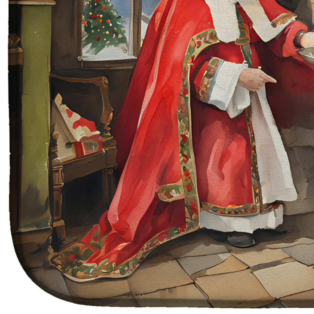 Cookies with Santa Claus Sinterklaas Dish Drying Mat Absorbent Dish Drying Mat Pad for Kitchen Counter Dish Drainer Mat for Countertop, 14 x 21", Multicolor