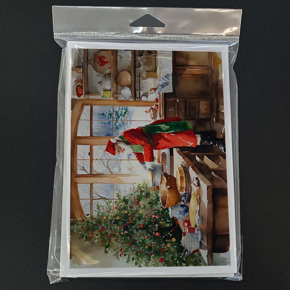 Cookies with Santa Claus Weihnachtsmann Greeting Cards Pack of 8 Blank Cards with Envelopes Whimsical A7 Size 5x7