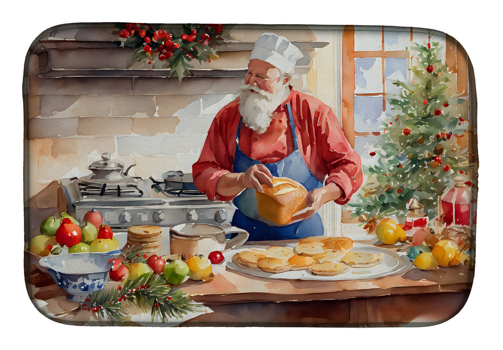 Cookies with Santa Claus Weihnachtsmann Dish Drying Mat Absorbent Dish Drying Mat Pad for Kitchen Counter Dish Drainer Mat for Countertop, 14 x 21", Multicolor