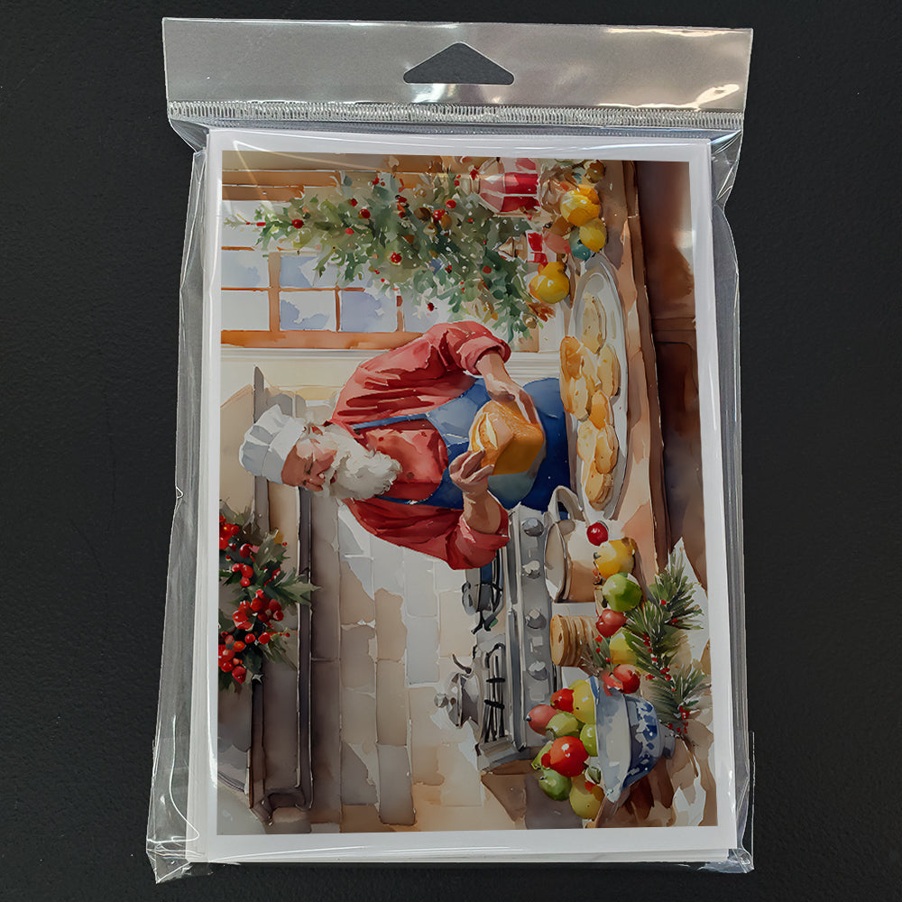 Cookies with Santa Claus Weihnachtsmann Greeting Cards Pack of 8 Blank Cards with Envelopes Whimsical A7 Size 5x7