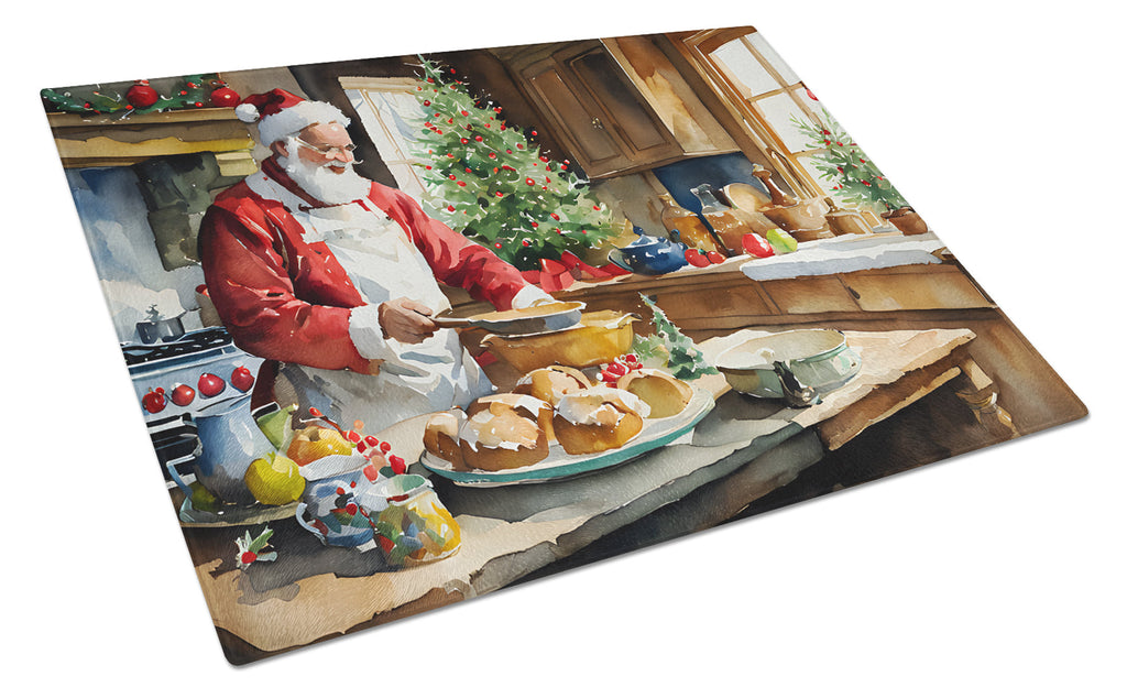 Cookies with Santa Claus Weihnachtsmann Cutting Board Tempered Glass Kitchen Cutting Surface, Heat Resistant Chopping, Non-Slip Feet, Food Prep & Serving