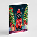 Affenpinscher Christmas Greeting Cards Pack of 8 Blank Cards with Envelopes Whimsical A7 Size 5x7