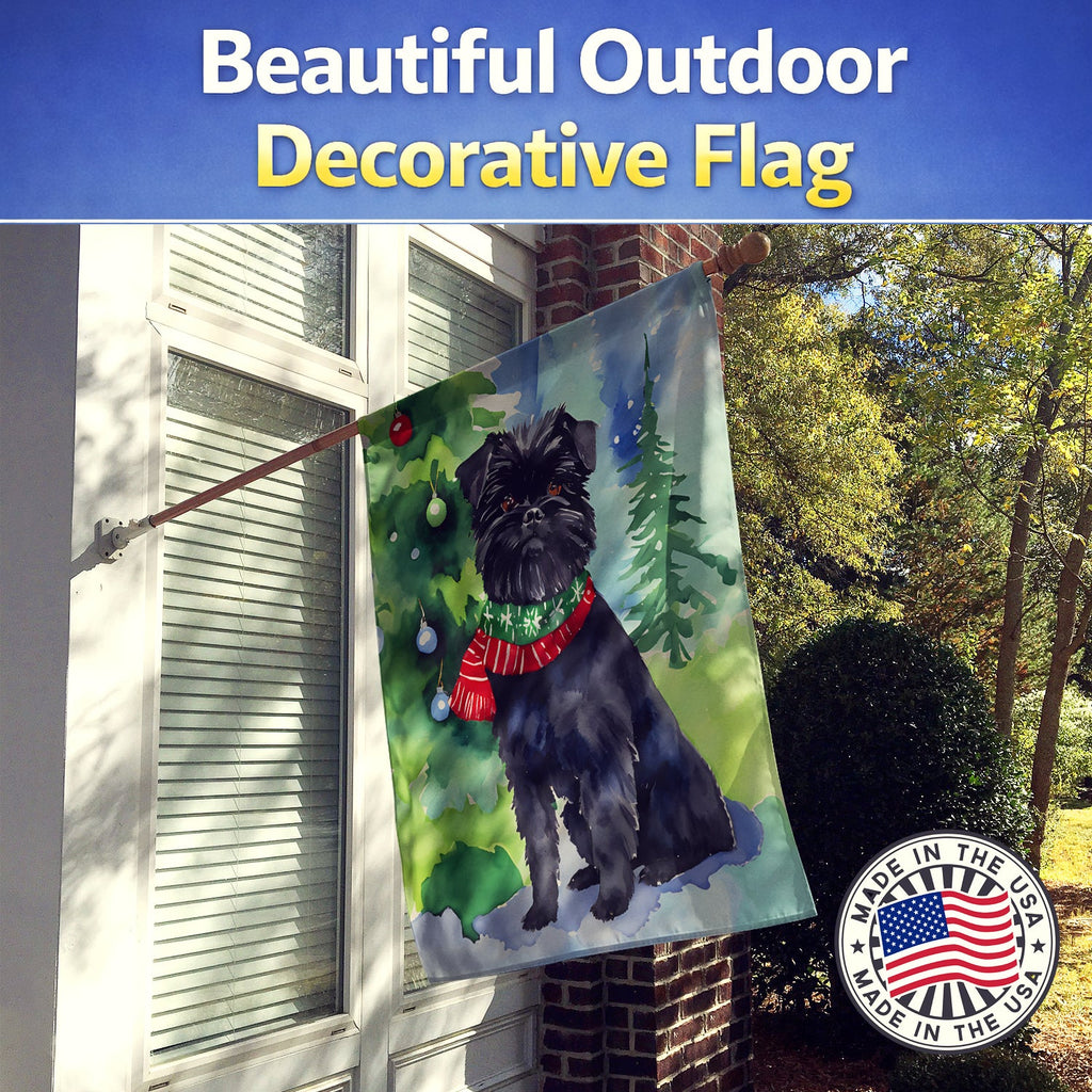 Affenpinscher Christmas House Flag 28x40 Porch Sleeve Pole Decorative Outside Yard Banner Artwork Wall Hanging, Polyester