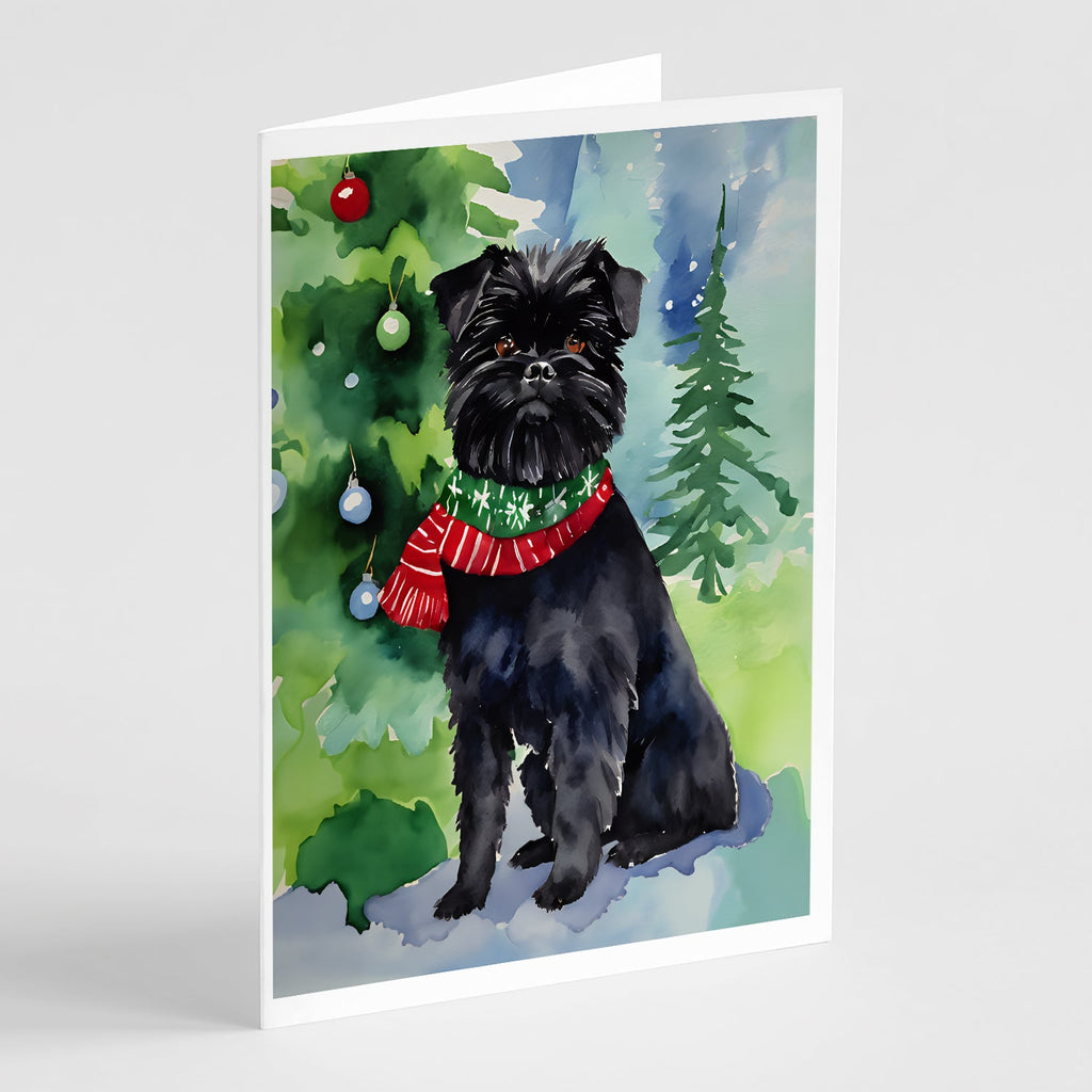 Affenpinscher Christmas Greeting Cards Pack of 8 Blank Cards with Envelopes Whimsical A7 Size 5x7