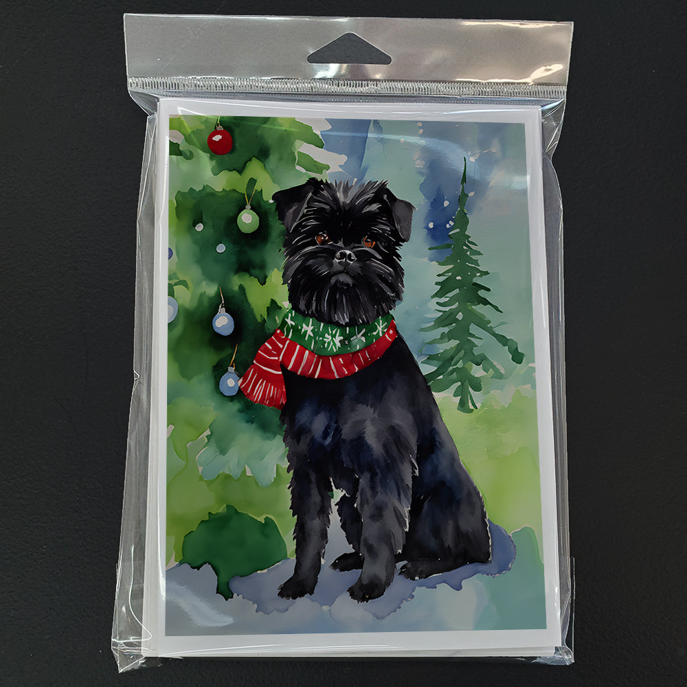 Affenpinscher Christmas Greeting Cards Pack of 8 Blank Cards with Envelopes Whimsical A7 Size 5x7