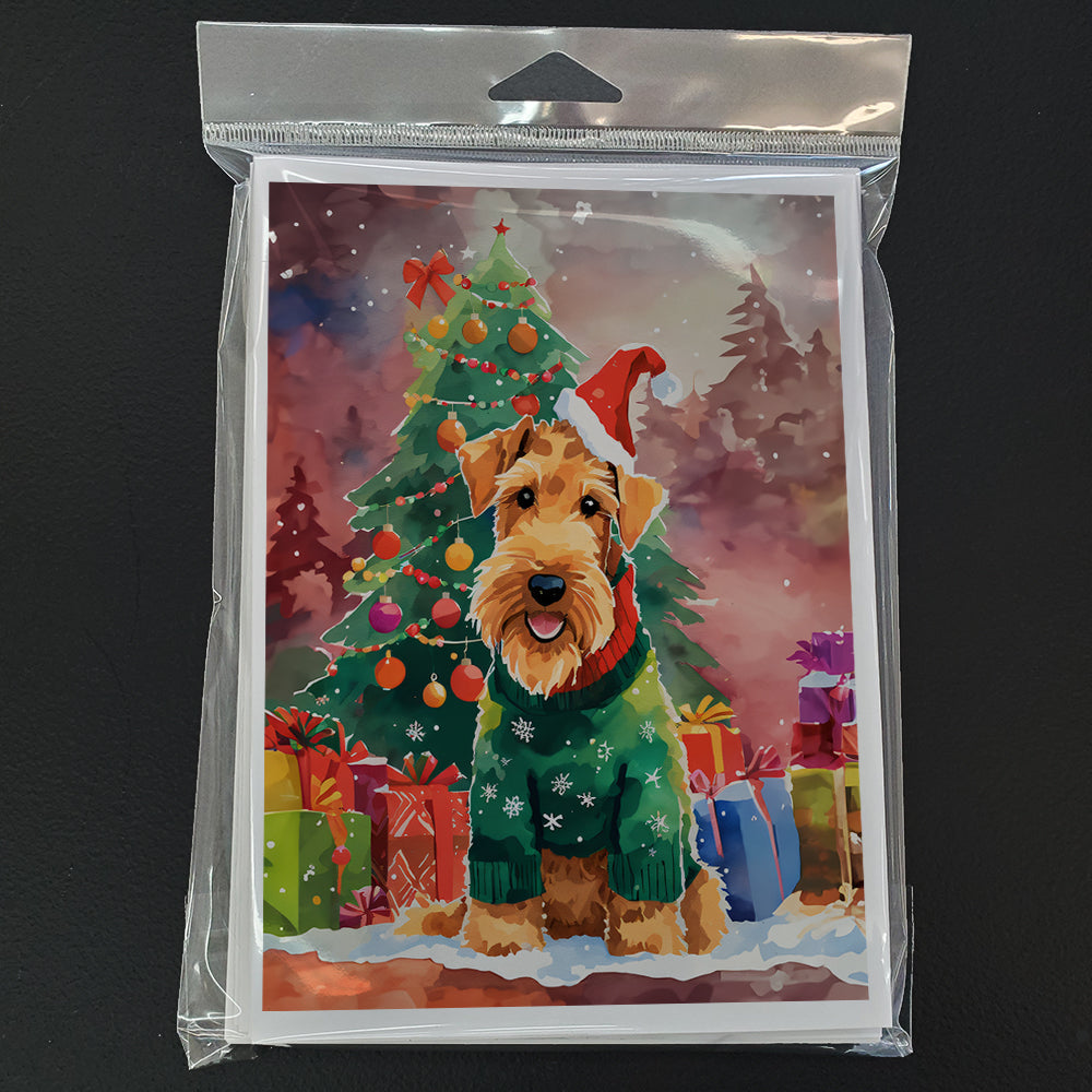 Airedale Terrier Christmas Greeting Cards Pack of 8 Blank Cards with Envelopes Whimsical A7 Size 5x7