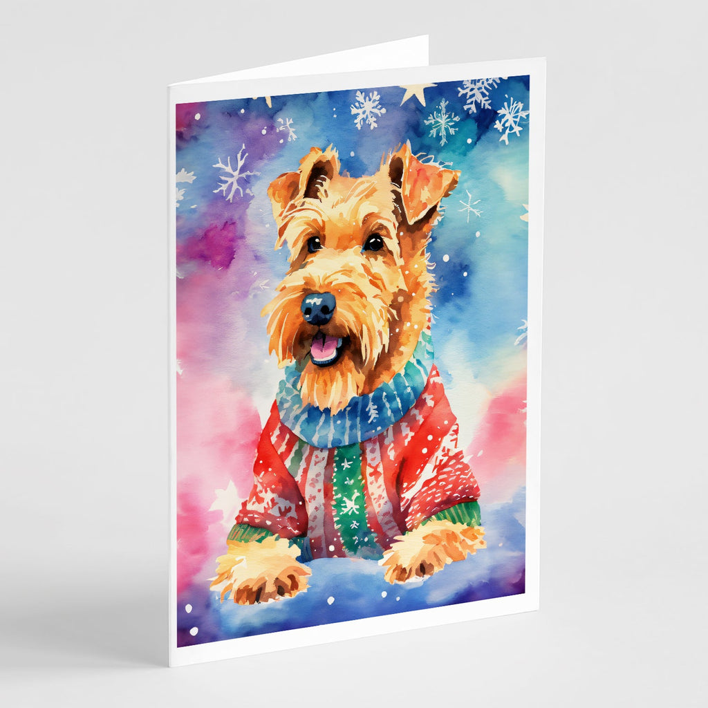 Airedale Terrier Christmas Greeting Cards Pack of 8 Blank Cards with Envelopes Whimsical A7 Size 5x7