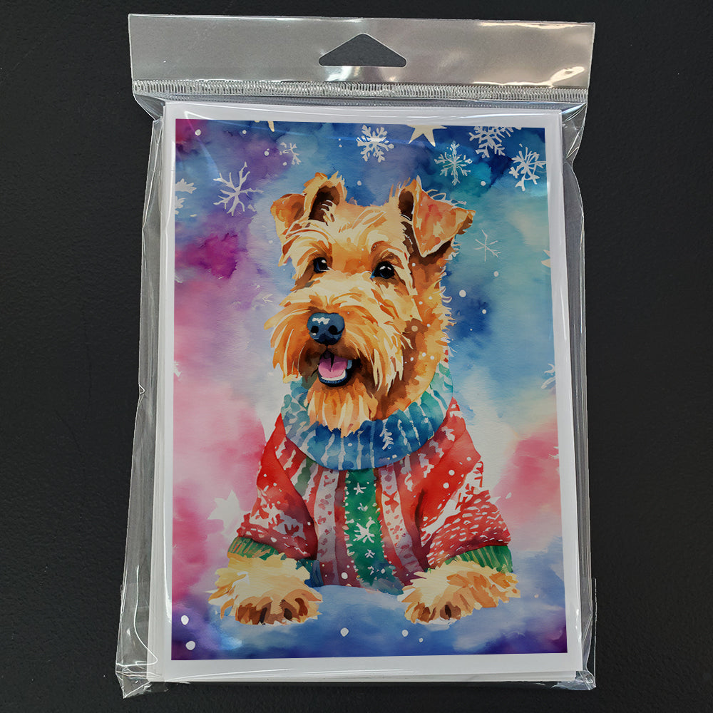 Airedale Terrier Christmas Greeting Cards Pack of 8 Blank Cards with Envelopes Whimsical A7 Size 5x7