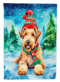 Airedale Terrier Christmas House Flag 28x40 Porch Sleeve Pole Decorative Outside Yard Banner Artwork Wall Hanging, Polyester