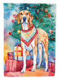 American English Coonhound Christmas House Flag 28x40 Porch Sleeve Pole Decorative Outside Yard Banner Artwork Wall Hanging, Polyester