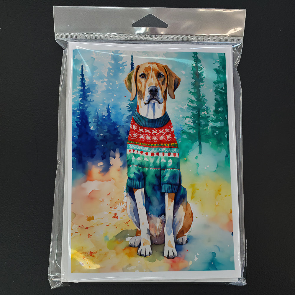 American English Coonhound Christmas Greeting Cards Pack of 8 Blank Cards with Envelopes Whimsical A7 Size 5x7