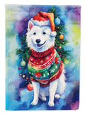 American Eskimo Christmas House Flag 28x40 Porch Sleeve Pole Decorative Outside Yard Banner Artwork Wall Hanging, Polyester