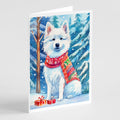 American Eskimo Christmas Greeting Cards Pack of 8 Blank Cards with Envelopes Whimsical A7 Size 5x7