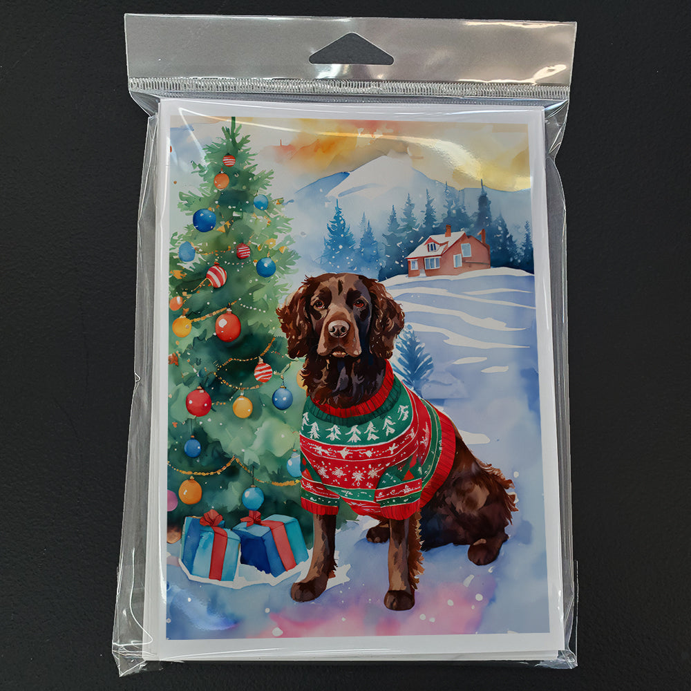 American Water Spaniel Christmas Greeting Cards Pack of 8 Blank Cards with Envelopes Whimsical A7 Size 5x7