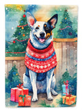 Australian Cattle Dog Christmas House Flag 28x40 Porch Sleeve Pole Decorative Outside Yard Banner Artwork Wall Hanging, Polyester