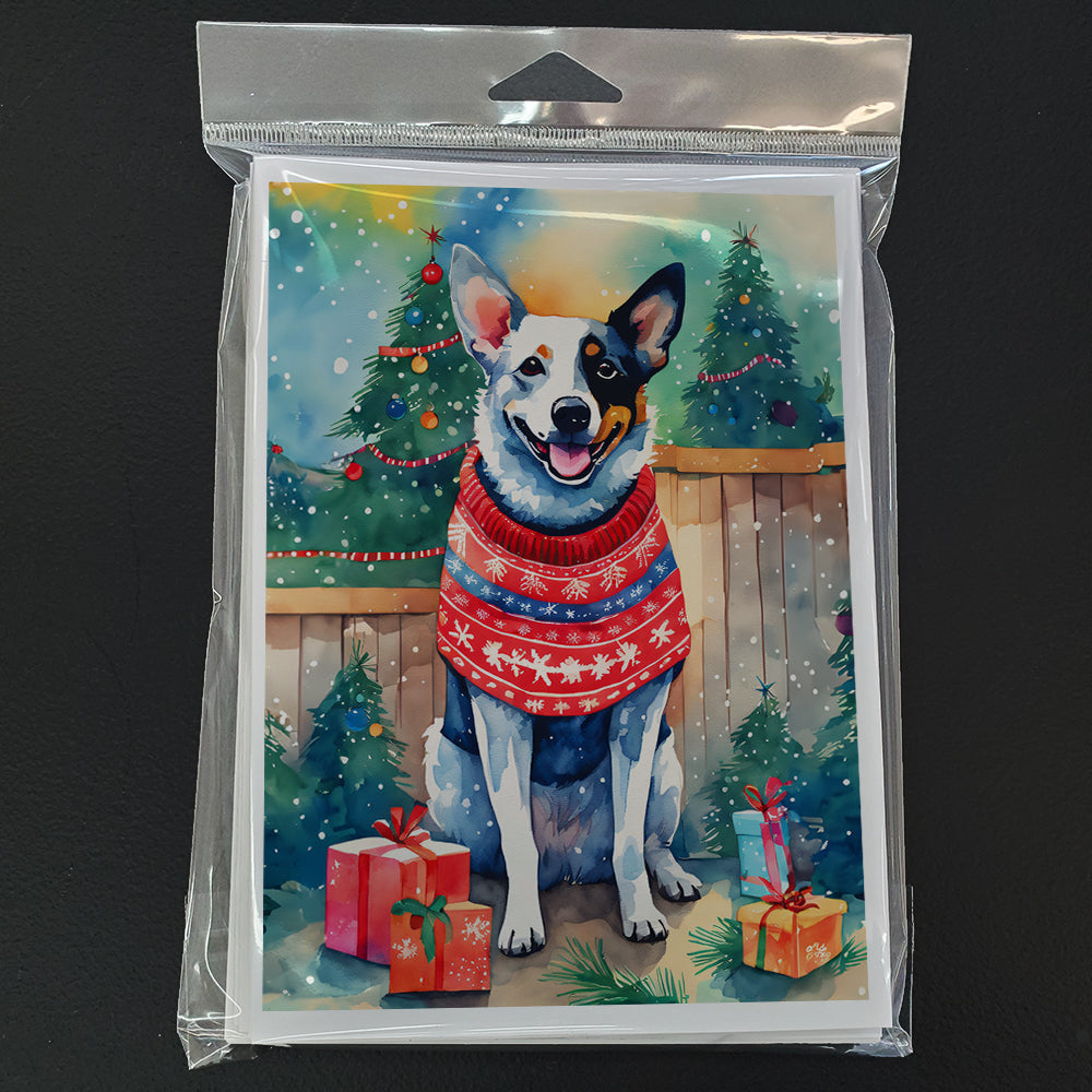 Australian Cattle Dog Christmas Greeting Cards Pack of 8 Blank Cards with Envelopes Whimsical A7 Size 5x7