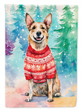 Australian Cattle Dog Christmas House Flag 28x40 Porch Sleeve Pole Decorative Outside Yard Banner Artwork Wall Hanging, Polyester