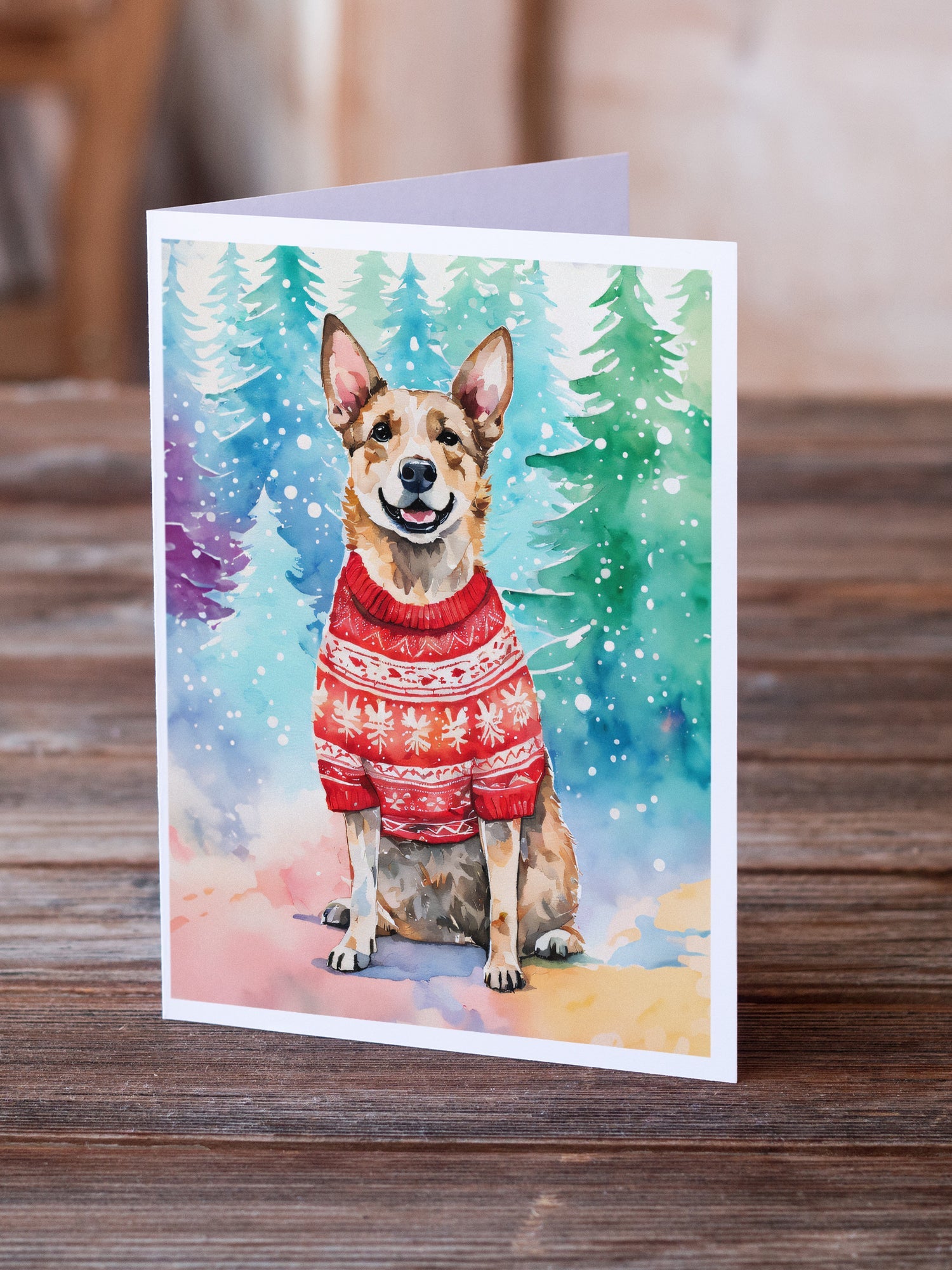Australian Cattle Dog Christmas Greeting Cards Pack of 8 Blank Cards with Envelopes Whimsical A7 Size 5x7