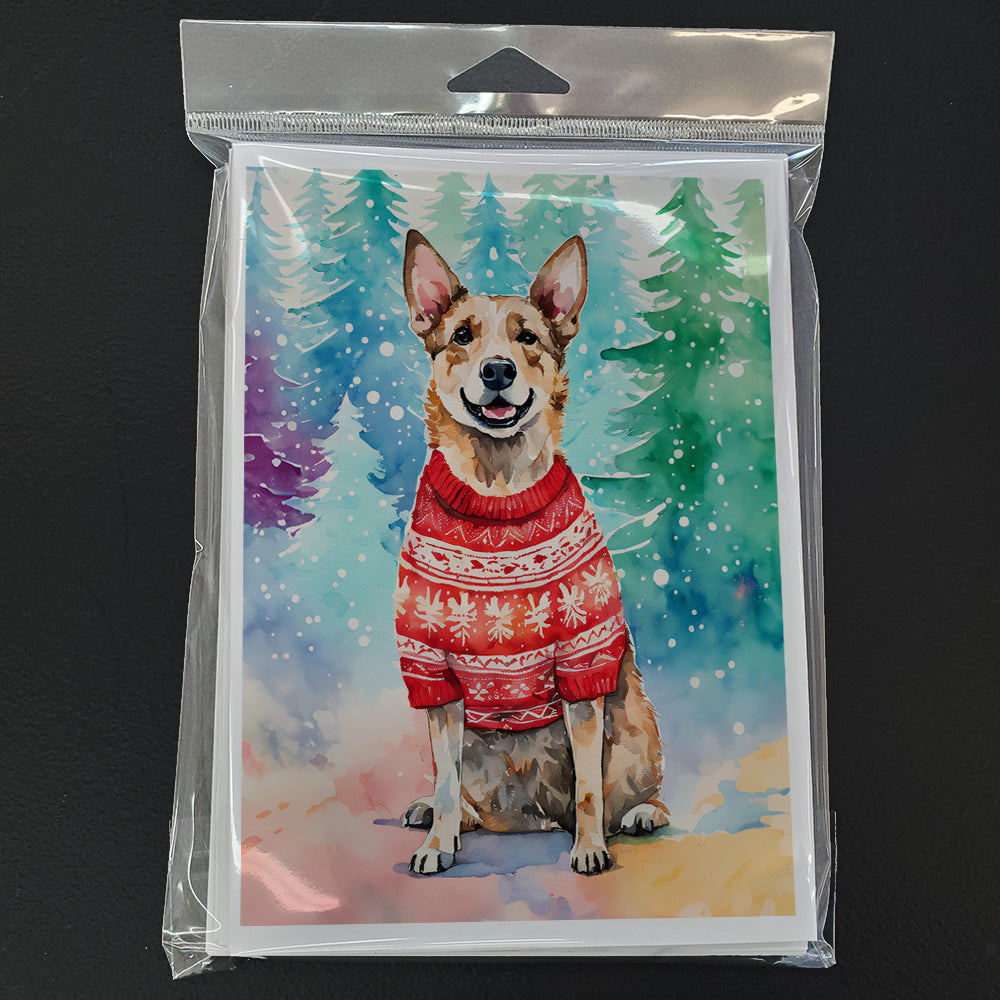 Australian Cattle Dog Christmas Greeting Cards Pack of 8 Blank Cards with Envelopes Whimsical A7 Size 5x7