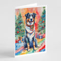 Australian Shepherd Christmas Greeting Cards Pack of 8 Blank Cards with Envelopes Whimsical A7 Size 5x7