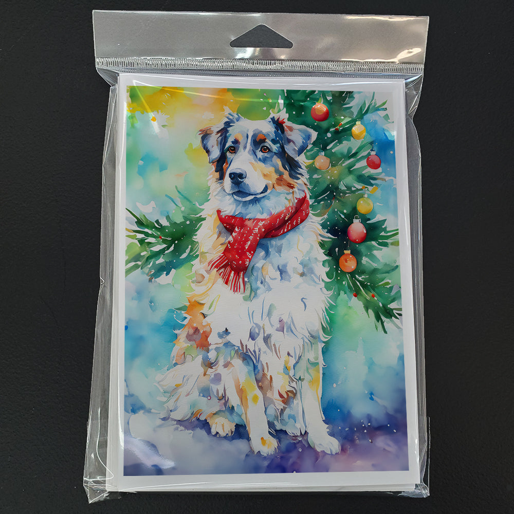 Australian Shepherd Christmas Greeting Cards Pack of 8 Blank Cards with Envelopes Whimsical A7 Size 5x7