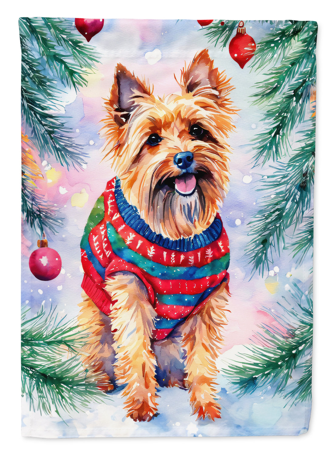 Australian Terrier Christmas House Flag 28x40 Porch Sleeve Pole Decorative Outside Yard Banner Artwork Wall Hanging, Polyester