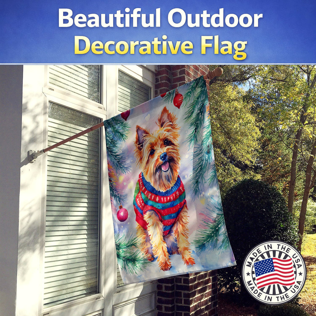 Australian Terrier Christmas House Flag 28x40 Porch Sleeve Pole Decorative Outside Yard Banner Artwork Wall Hanging, Polyester