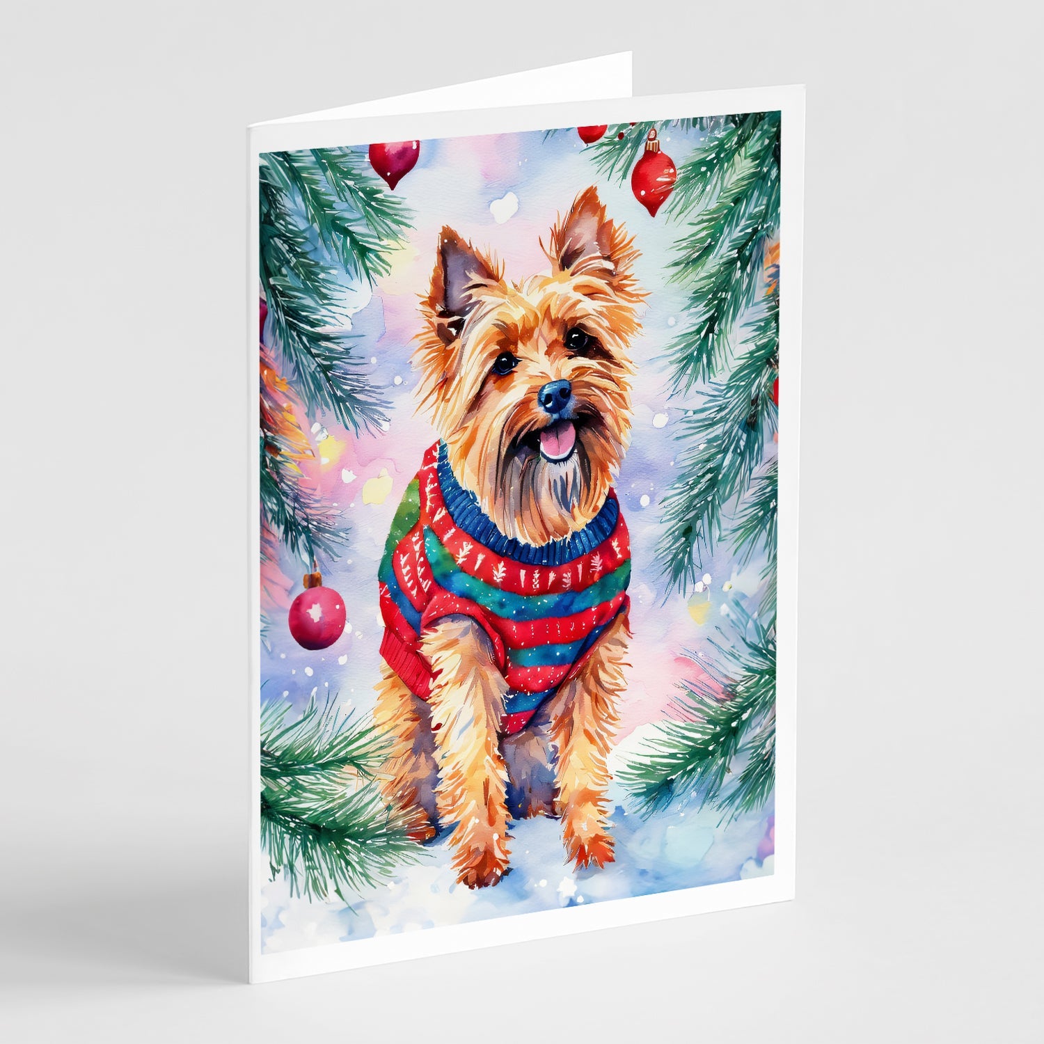 Australian Terrier Christmas Greeting Cards Pack of 8 Blank Cards with Envelopes Whimsical A7 Size 5x7