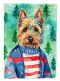 Australian Terrier Christmas House Flag 28x40 Porch Sleeve Pole Decorative Outside Yard Banner Artwork Wall Hanging, Polyester