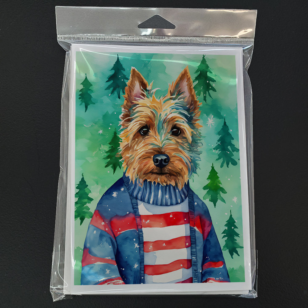 Australian Terrier Christmas Greeting Cards Pack of 8 Blank Cards with Envelopes Whimsical A7 Size 5x7