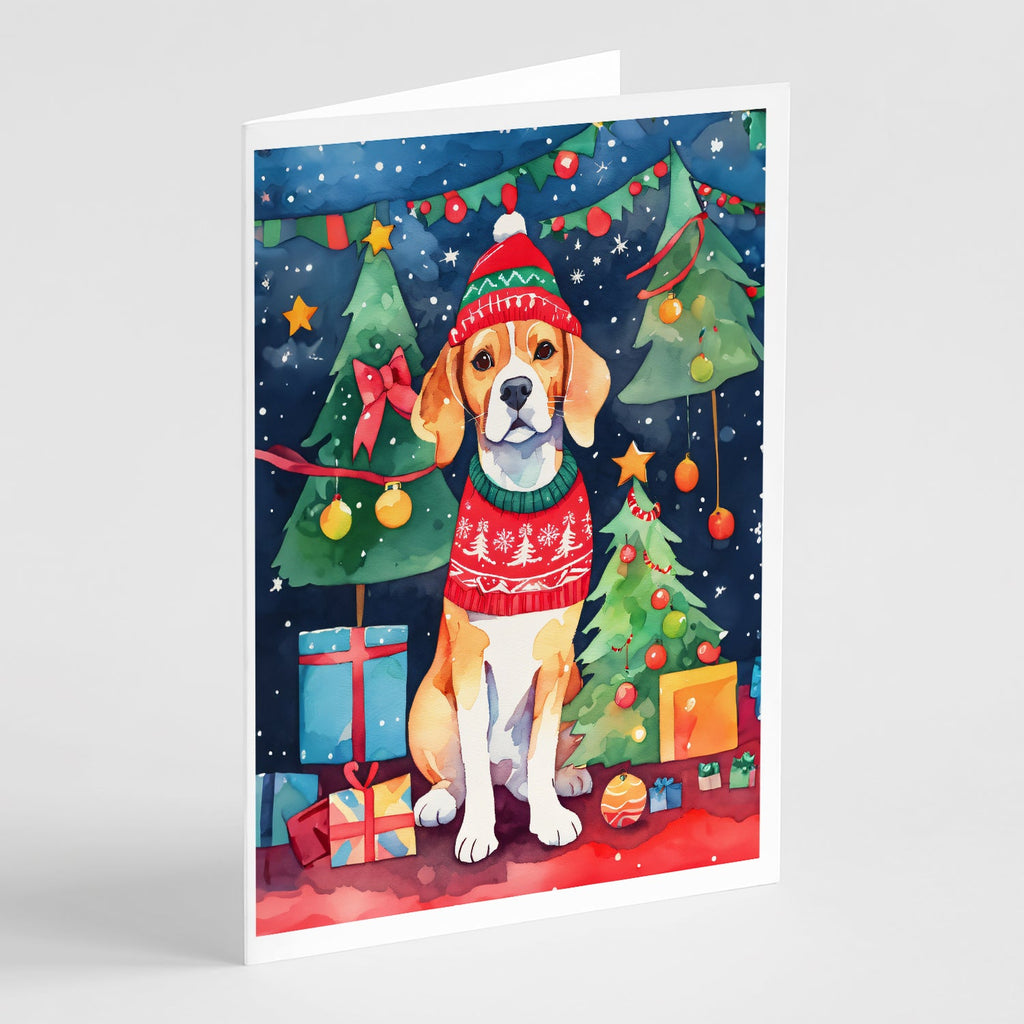 Beagle Christmas Greeting Cards Pack of 8 Blank Cards with Envelopes Whimsical A7 Size 5x7