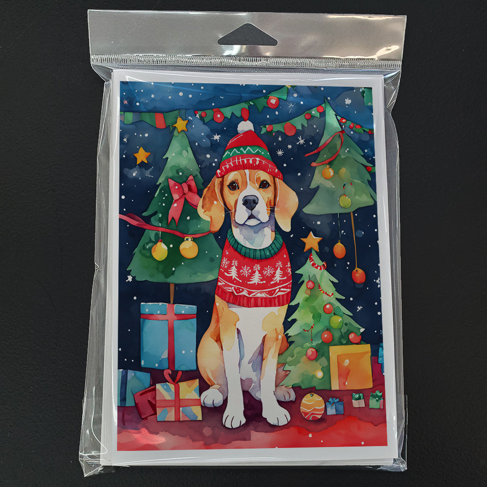 Beagle Christmas Greeting Cards Pack of 8 Blank Cards with Envelopes Whimsical A7 Size 5x7