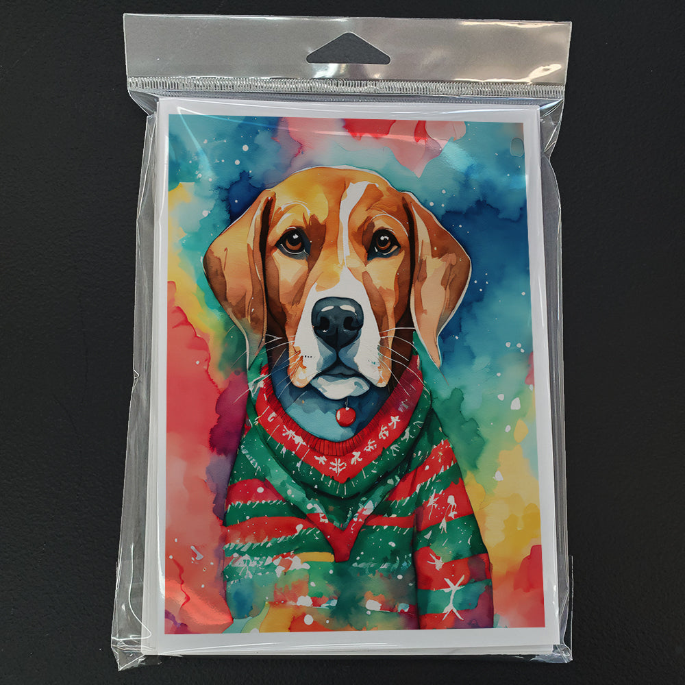 Beagle Christmas Greeting Cards Pack of 8 Blank Cards with Envelopes Whimsical A7 Size 5x7