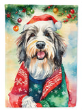 Bearded Collie Christmas House Flag 28x40 Porch Sleeve Pole Decorative Outside Yard Banner Artwork Wall Hanging, Polyester