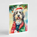 Bearded Collie Christmas Greeting Cards Pack of 8 Blank Cards with Envelopes Whimsical A7 Size 5x7