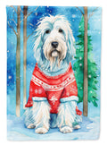 Bearded Collie Christmas House Flag 28x40 Porch Sleeve Pole Decorative Outside Yard Banner Artwork Wall Hanging, Polyester