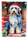 Bearded Collie Christmas House Flag 28x40 Porch Sleeve Pole Decorative Outside Yard Banner Artwork Wall Hanging, Polyester