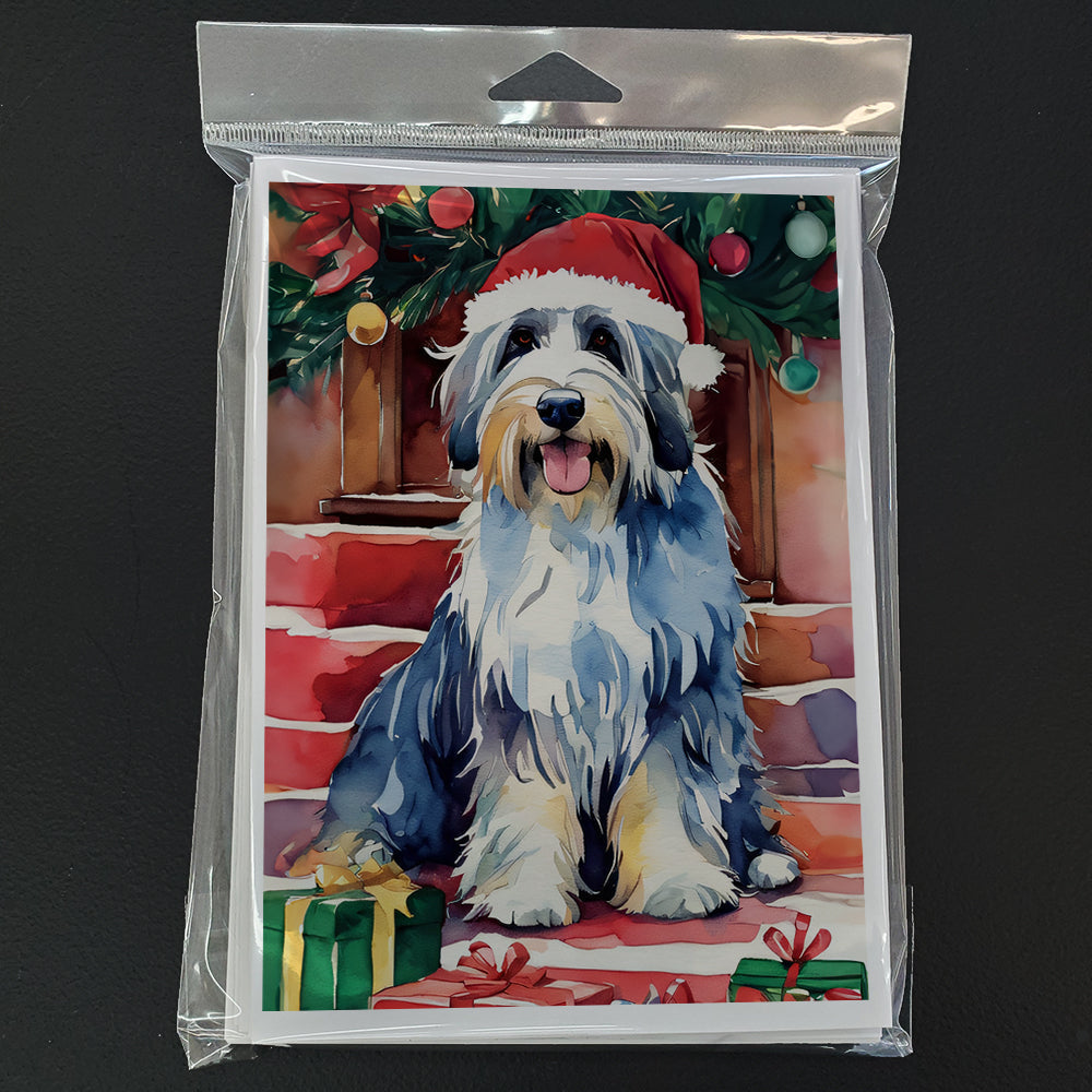 Bearded Collie Christmas Greeting Cards Pack of 8 Blank Cards with Envelopes Whimsical A7 Size 5x7