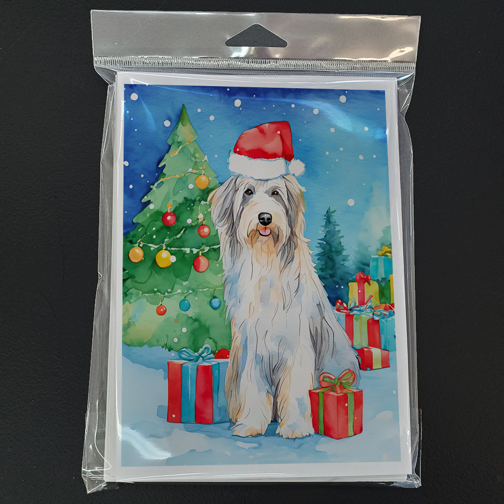 Bearded Collie Christmas Greeting Cards Pack of 8 Blank Cards with Envelopes Whimsical A7 Size 5x7
