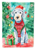 Bedlington Terrier Christmas House Flag 28x40 Porch Sleeve Pole Decorative Outside Yard Banner Artwork Wall Hanging, Polyester