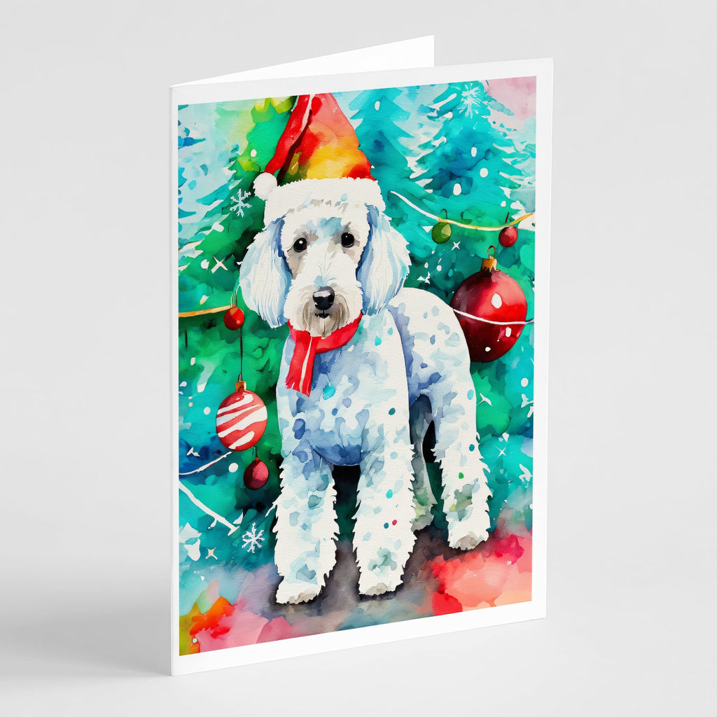 Bedlington Terrier Christmas Greeting Cards Pack of 8 Blank Cards with Envelopes Whimsical A7 Size 5x7