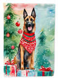 Belgian Malinois Christmas House Flag 28x40 Porch Sleeve Pole Decorative Outside Yard Banner Artwork Wall Hanging, Polyester