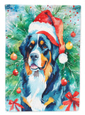Bernese Mountain Dog Christmas House Flag 28x40 Porch Sleeve Pole Decorative Outside Yard Banner Artwork Wall Hanging, Polyester