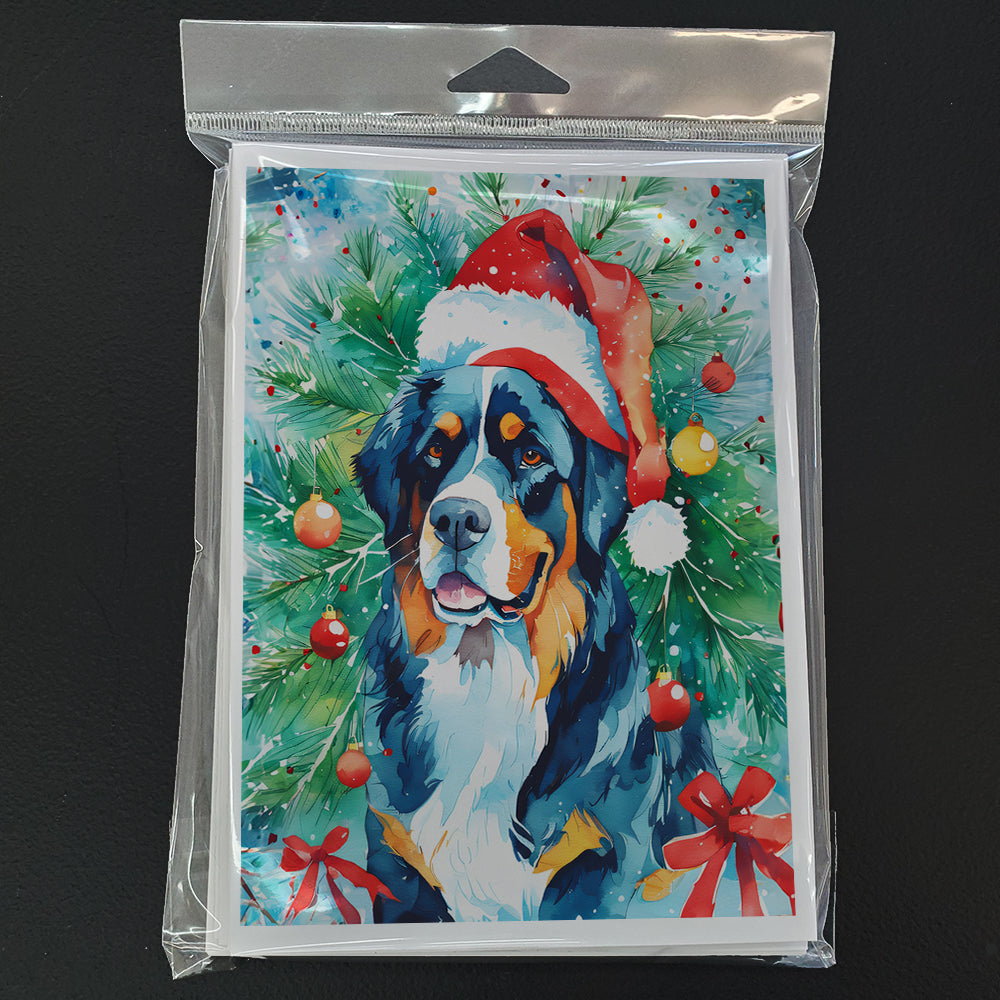 Bernese Mountain Dog Christmas Greeting Cards Pack of 8 Blank Cards with Envelopes Whimsical A7 Size 5x7