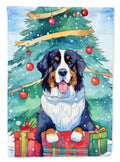 Bernese Mountain Dog Christmas House Flag 28x40 Porch Sleeve Pole Decorative Outside Yard Banner Artwork Wall Hanging, Polyester